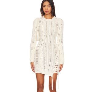 Camila Coelho Cream Knit Long Sleeve Dress